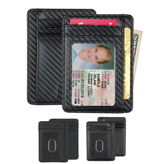 LAVA Slim Minimalist Front Pocket RFID Blocking Leather Wallets for Men Women Genuine Leather Card Holder Wallet Black