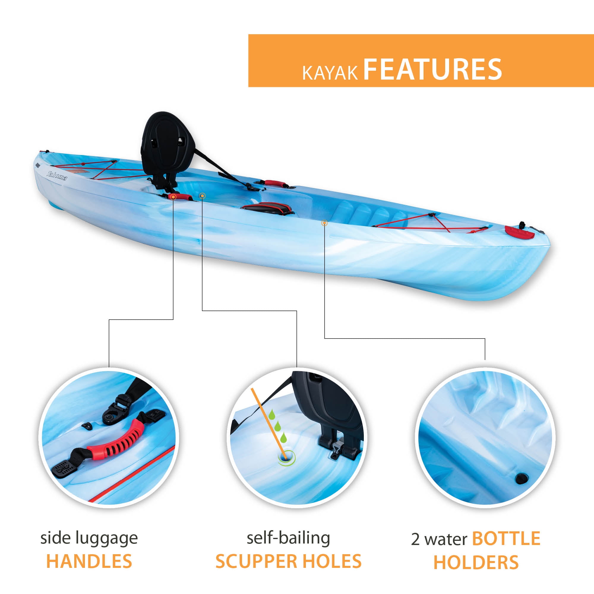 Lifetime Tahoma 10 ft Sit-On-Top Kayak with Paddle, Sky Fusion (91243)