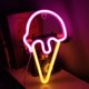 thumbnail image 1 of Letreros de cono de helado con luces LED de neón, decoración de habitación Kawaii, regalo de Navidad para niñas adolescentes, arte con batería o alimentado por USB, luces nocturnas decorativas para i JAMW Sencillez, 1 of 4