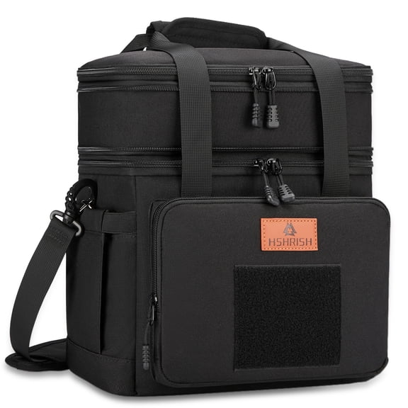 Holuxer Tactical Lunch Bags, Large Expandable Insulated Lunch Box, Durable Waterproof Leakproof Cooler Bag for Adults/Men/Women/Work Outdoor Beach Trips, 20 Cans/16 L, Black