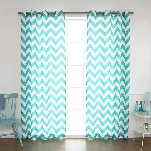 Quality Home Oxford Basketweave Chevron Print 2 Panel Curtain Set 84" Length