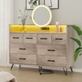 thumbnail image 1 of Commode à 8 Tiroirs avec Éclairage DEL et Station de Recharge, Coffre Moderne en Bois Noir avec Rangement Ouvert et Lumières RVB, Armoire d'Entrée Grand pour Chambre et Salon, Antique/rose/blanc/noir, 1 of 7