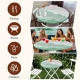 thumbnail image 7 of Green Coastal Wave Round Tablecloth, Fitted Table Cover with Elastic for 55"-60" Round Tables, Summer Modern Ocean Beach Table Cloth Outdoor Indoor Dinning Party Waterproof Tablecloths, 7 of 7