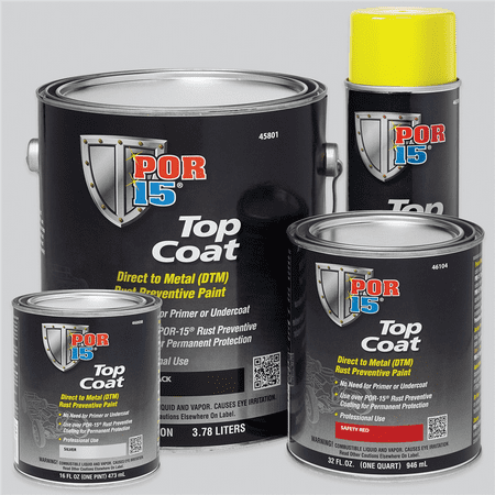 POR-15 INC 45901 Top Coat DTM Paint, 1 gal Can, Chassis Black, Liquid, 30 to 60 min Curing