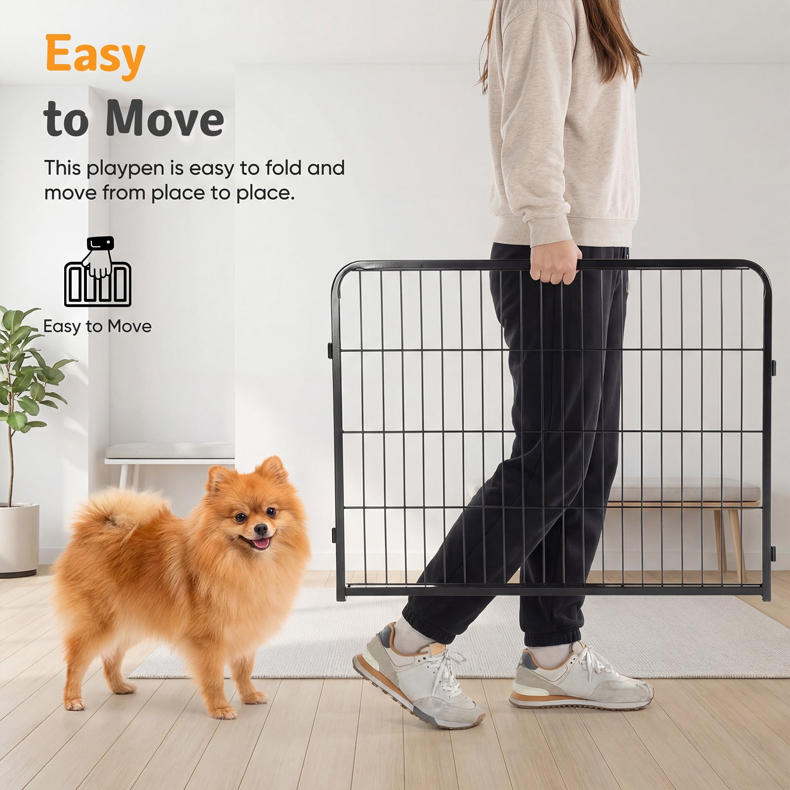 SHOUFTW 6 Panels Dog Playpen, 40 inch Indoor Outdoor Dog Fence, Metal Dog Pen, Heavy Duty Pet Puppy Exercise Pen for RV Camping, Garden, Yard