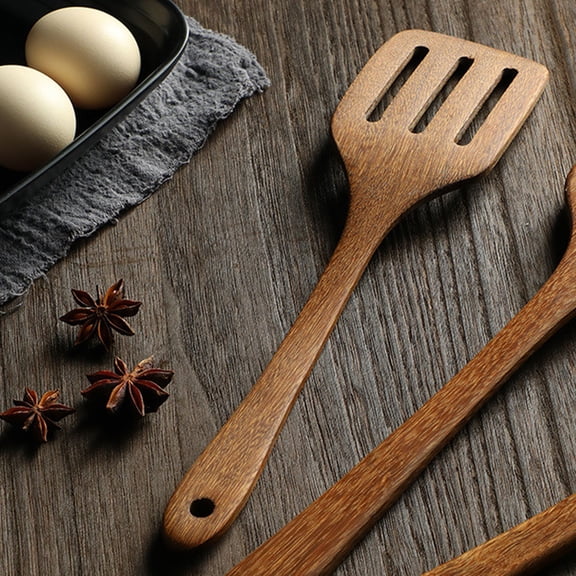 Tunhigl Wood Spatula for Non-Stick Pans, Durable Wooden Cooking Utensil for Home Cooks, Cooking Enthusiasts for Frying Pancakes Eggs Baking Stirring