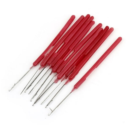 ... 10 Pcs Silver Tone Red Plastic Grip Crochet Needles Hook - Walmart.com