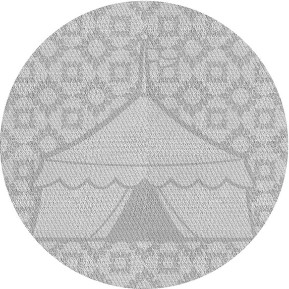 Ahgly Company Indoor Round Patterned Dark Gray Area Rugs, 7' Round