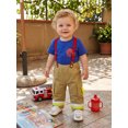 thumbnail image 3 of Hirigin Kids Toddler Baby Boy Halloween Firefighter Outfit Short Sleeve T-Shirt Suspender Pants Overalls Halloween Birthday Outfits, 3 of 9