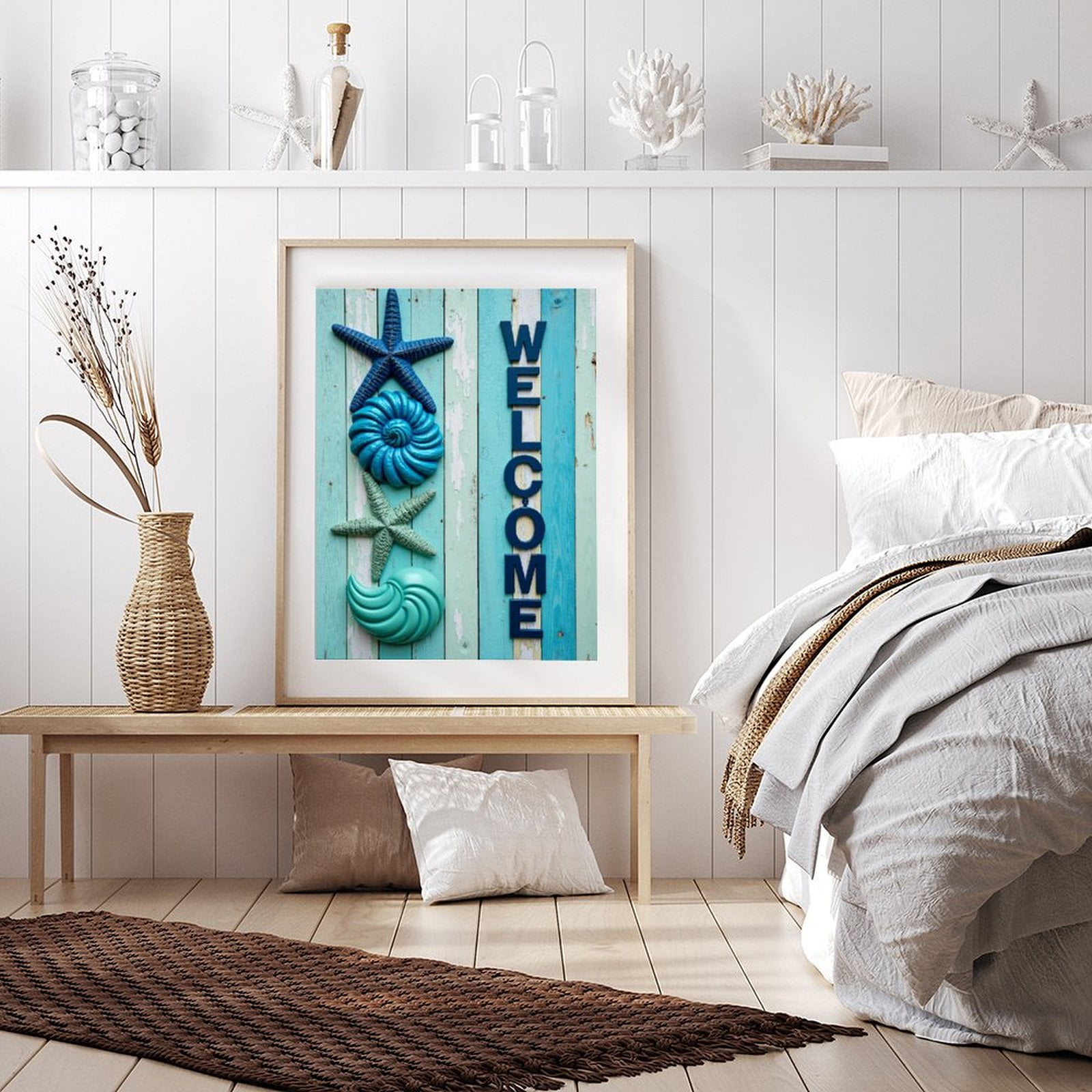 Diamond Art Kits for Adults - 5d Nautical Welcome Sign Starfish Decor Diamond Painting for Adults, Diamond Art for Adults Beginners, Diamond Painting Kits for Adults for Home Wall Decor