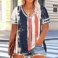 thumbnail image 4 of Enjoytime Tops for Women Summer Striped V-Neck Short Sleeve Shirts Plus Size Fashion Casual Plus Size Blouses, 4 of 6