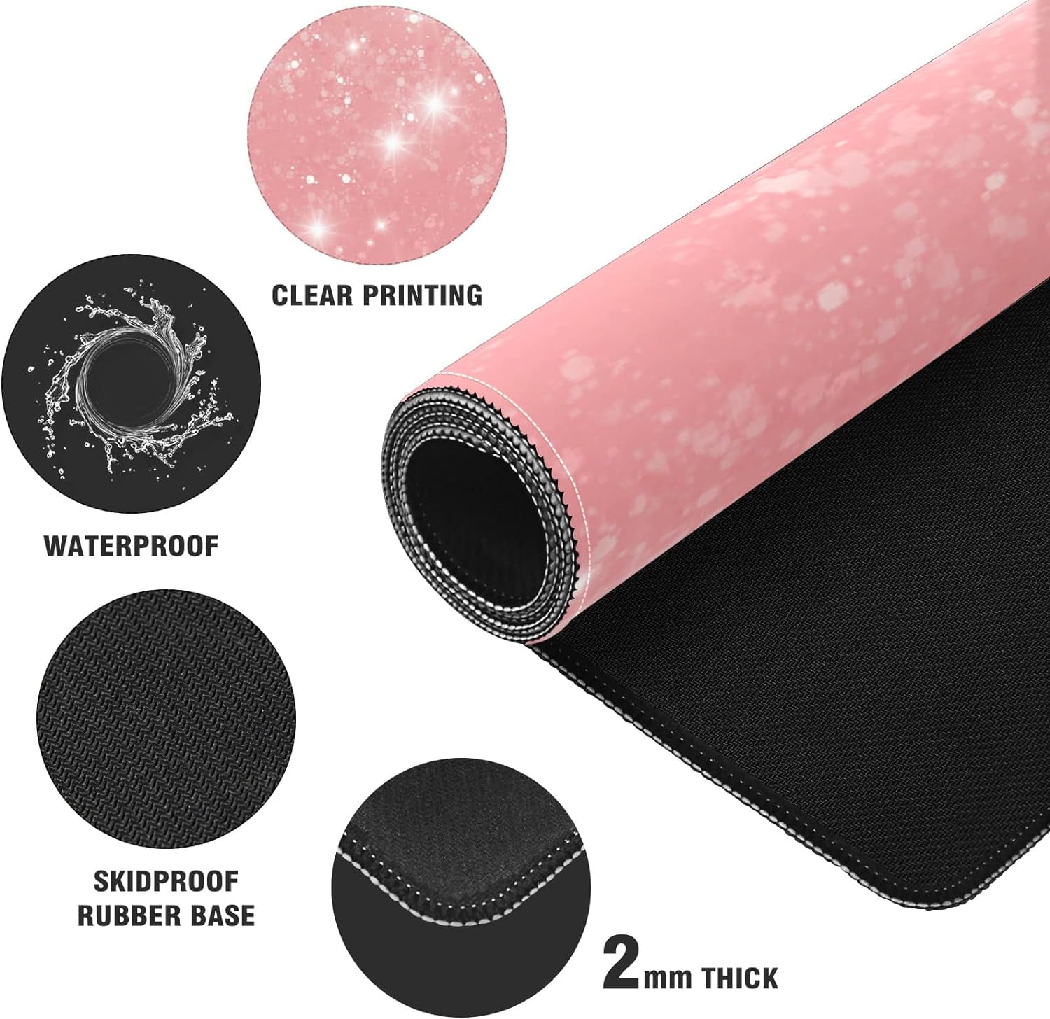 Pink Shiny Rose Gold Desk Mat, Desk Accessory, Cute Workspace, Trendy Workspace, Trendy, 35.4x15.7in Large Gaming Mouse Pad, Cute Desk Topper, Pretty Desk Pad