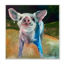 The Stupell Home Decor Collection Proud and Painterly Piglet with Earrings Wall Plaque Art, 12 x 0.5 x 12