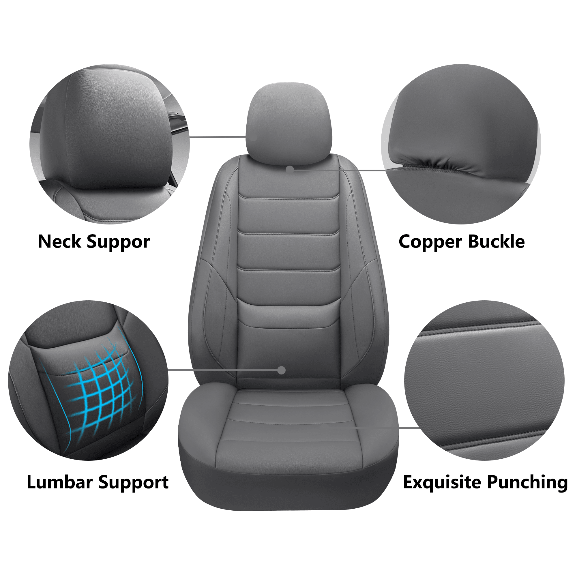NS YOLO Premium Car Seat Covers Full Set | Universal Fit for Cars, Trucks & SUVs | Waterproof Full Coverage 5-Seat Protector with Lumbar Support