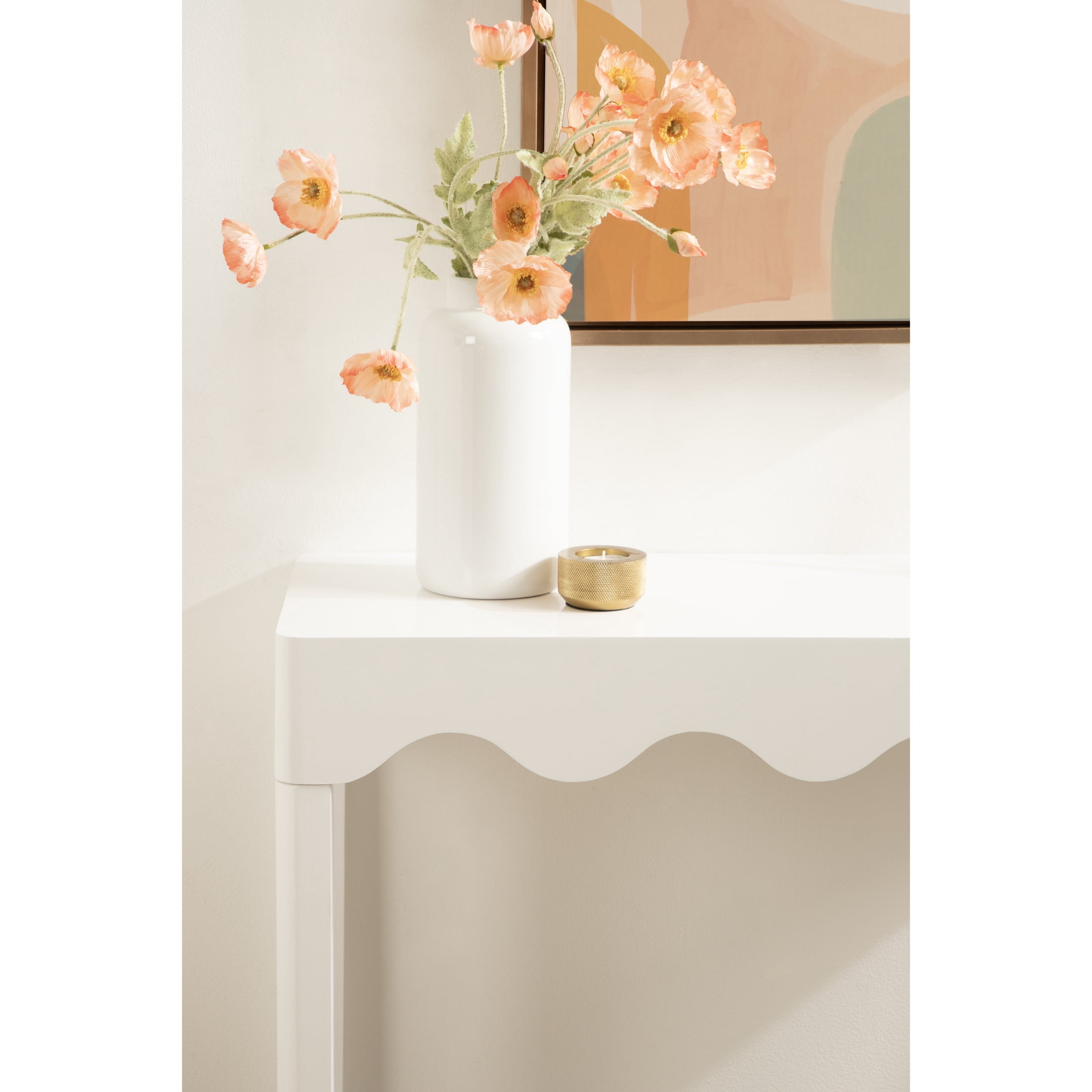 Kate and Laurel Maida Modern Rectangle Wooden Wavy Console Table, 32 x 12 x 30, White, Transitional Decorative Entryway Table with Wavy Apron for Entry Decor Option
