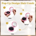 thumbnail image 5 of Uxcell 6 Pcs Mini Compact Travel Hair Brush, Round Folding Hairbrush Pocket Hair Brush with Mirror, Compact Massage Comb for Purse, Women Girls Travel Daily Use, Black, 5 of 7