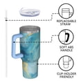 thumbnail image 4 of OBREWU Teal Gold Marble Tumbler with Handle and Lid,Teal Gold Marble 40oz Double Wall Vacuum Insulated Tumbler,Cups Gift for Women and Men, 4 of 7