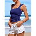 thumbnail image 4 of PRETTYGARDEN Tank Top for Women Summer Sleeveless Square Neck Double Lined Ruched Crop Tops Spring Going Out Y2k Clothes, 4 of 8