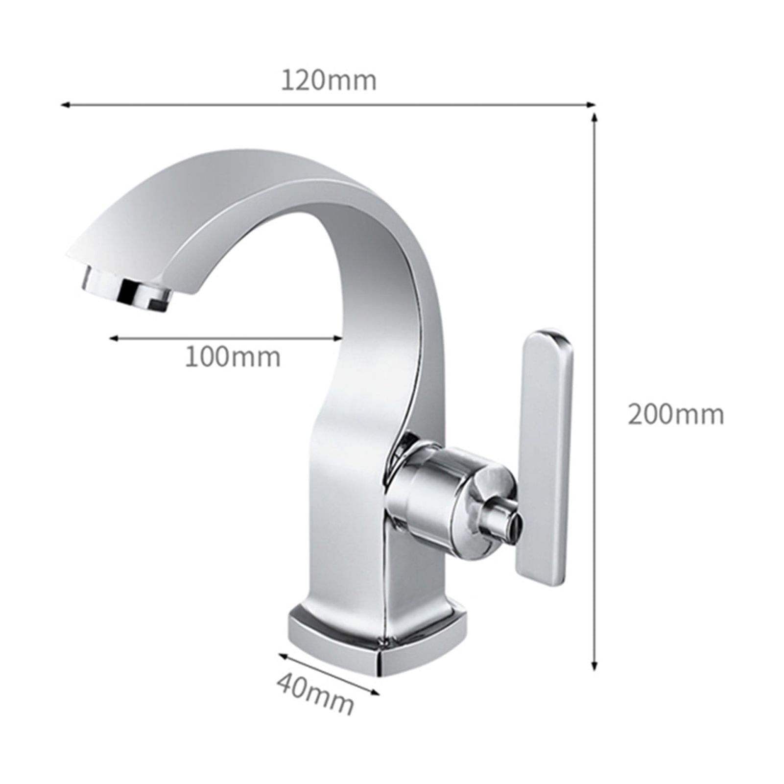 Chrome Bathroom Basin Copper Tap Single Handle Spout Sink Bath Cold Water Faucet Home Garden Supplies for Kitchen ,360° Swivel Spout