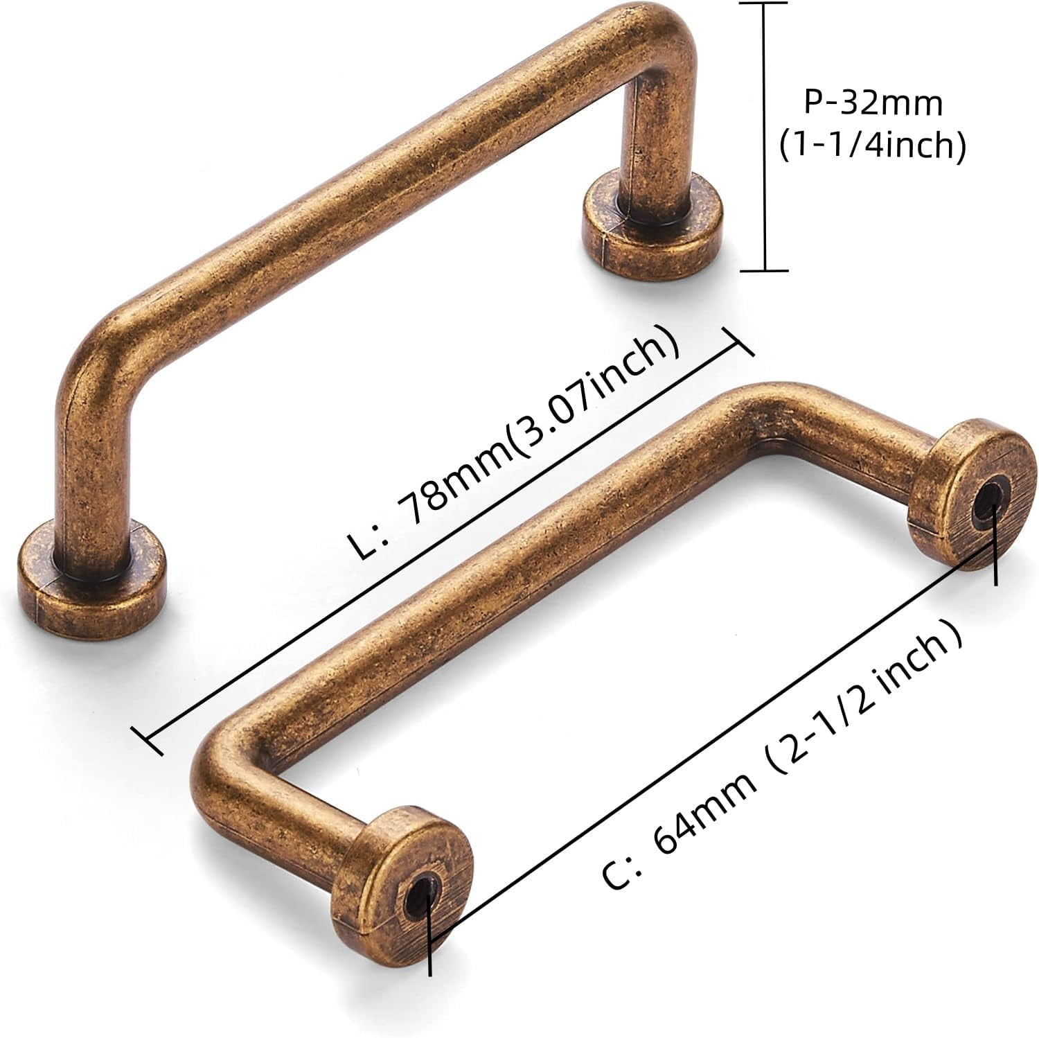 8 Pack 2-1/2 Inch Antique Brass Vintage Cabinet Handles & Drawer Pulls - Decorative Hardware Pulls with Screws, Classic Kitchen & Bathroom Handles for Furniture, Dresser, Cabinetry
