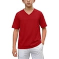 thumbnail image 3 of Pretxorve Kids Boys Girls Short Sleeve Shirts Summer V Neck Solid Fast Dry Mesh Sport Uniform Tee Sizes 3-15Y, 3 of 5