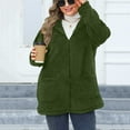 thumbnail image 2 of Lovskoo Winter Coats for Women Plus Size Fuzzy Fleece Hooded Zipper Long Sleeve Solid Color Plush Long Sleeve Hooded Casual Jacket Green, 2 of 7