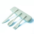 thumbnail image 2 of pitrice Wheat Straw Tableware Set Portable Reusable Solid Color Flatware Kit Indoor Outdoor Home Camping Dinnerware with Storage Case Green, 2 of 9