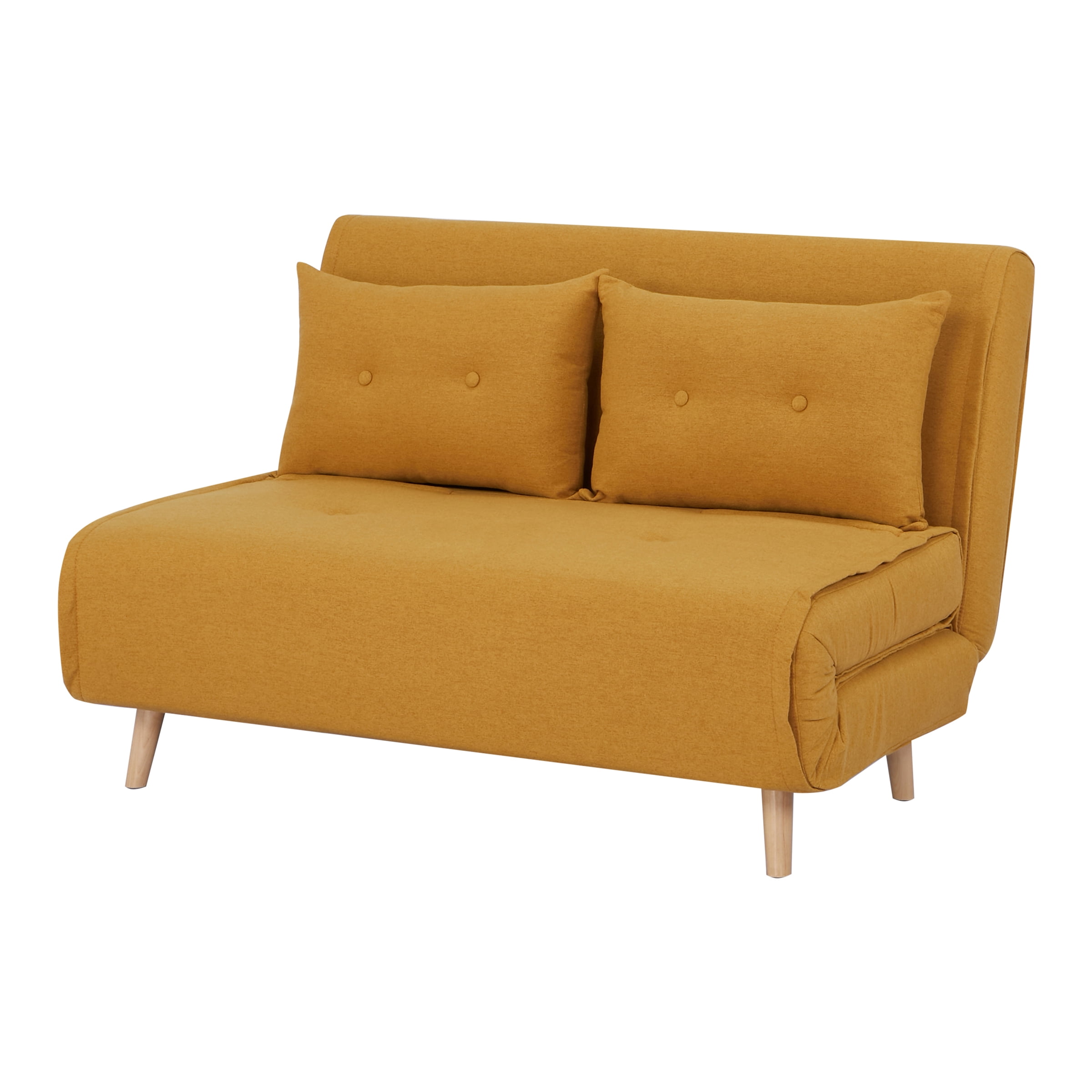 A&D Home Haru 48" Convertible Futon Chair, Yellow