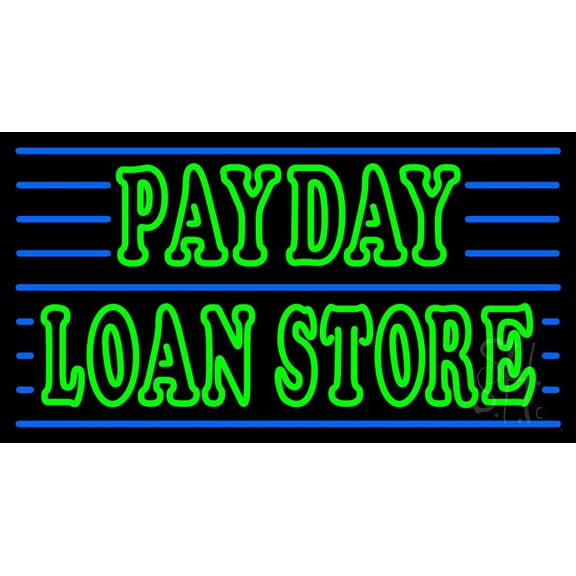 Payday Loan Store LED Neon Sign 20 x 37 - inches, Black Square Cut Acrylic Backing, with Dimmer - Bright and Premium built indoor LED Neon Sign for Pawn store interior decor, and stroefront.