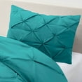 thumbnail image 2 of Nestl 2 Piece Pinch Pleated Pintuck Duvet Cover Set with Shams, Soft Microfiber,Button Closure Bedding Set, Twin - Teal, 2 of 9