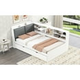 thumbnail image 7 of Twin Wood Bed With Shelves, Trundle & Headboard Storage Box - White Platform Trundle, Space Upholstered, 7 of 7