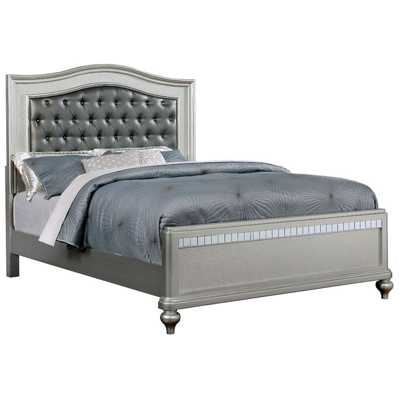 Furniture Of America Paisley Contemporary Queen Panel Bed In Silver Walmart Com