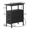 thumbnail image 5 of HOOBRO End Table with Charging Station, Narrow Side Table with 2 Fabric Drawers, Skinny Nightstand with Storage, Slim Bedside Table for Bedroom, Living Room, Small Spaces, Black BB487UBZ01, 5 of 10