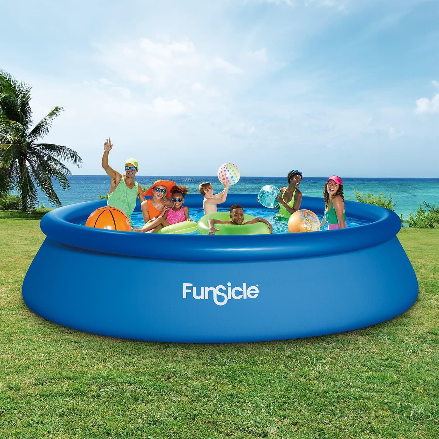 Funsicle QuickSet Above Ground Swimming Pool Set – with FB800 Filter Pump, 15' x 36", Inflatable Top Ring, Round, Blue