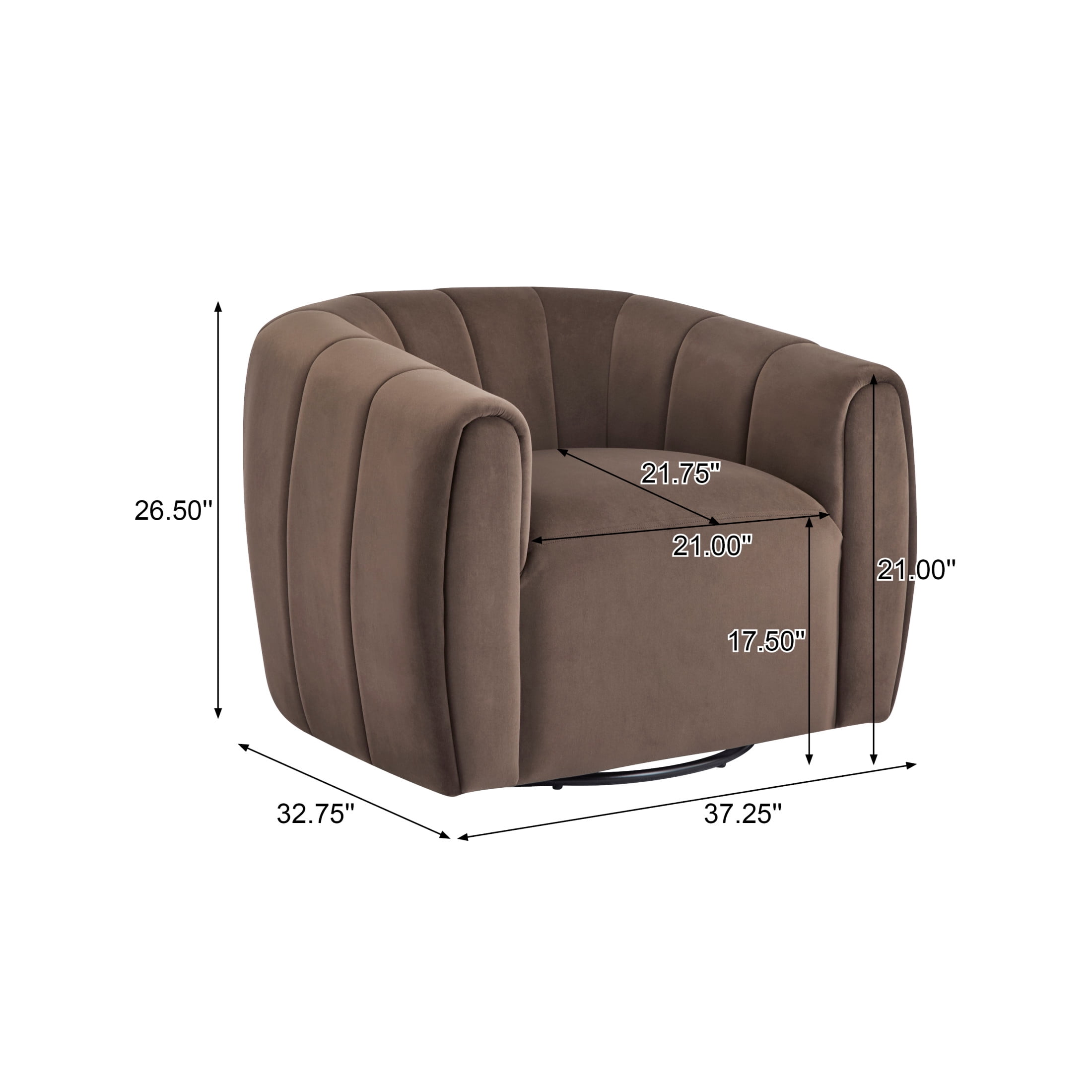 Christopher Knight Home 360° Swivel Club Chair with Premium Velvet Upholstery, Tub Back Design, Dark Brown