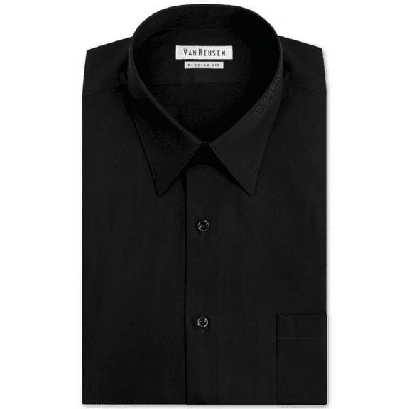 Van Heusen Men's Black Regular Wrinkle Free Dress Shirt Size 17 32/33 XL