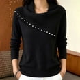 thumbnail image 5 of Vynhevius Womens Beaded Cowl Neck Sweater Long Sleeve Casual Winter Pullover Top, 5 of 6