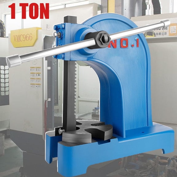 LINJI 1 Ton Precision Arbor Press,  Punch Press Machine with 3 Drifts, Cast Iron Heavy duty Manual Arbor Press  For Riveting and Punching Holes