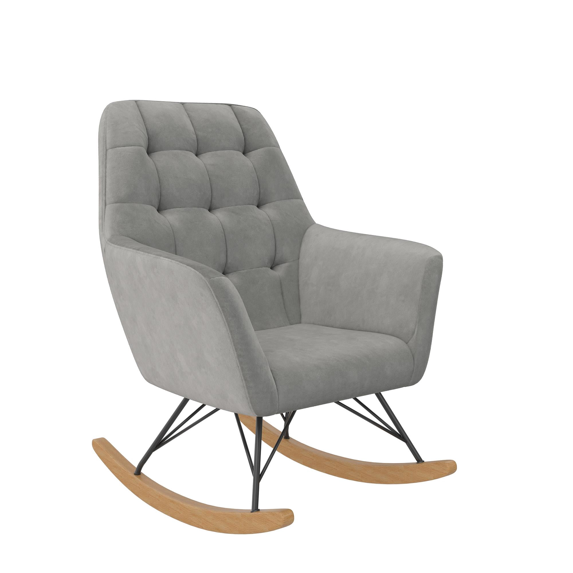 Little Seeds Raven Upholstered Nursery Rocker, Gray Velvet