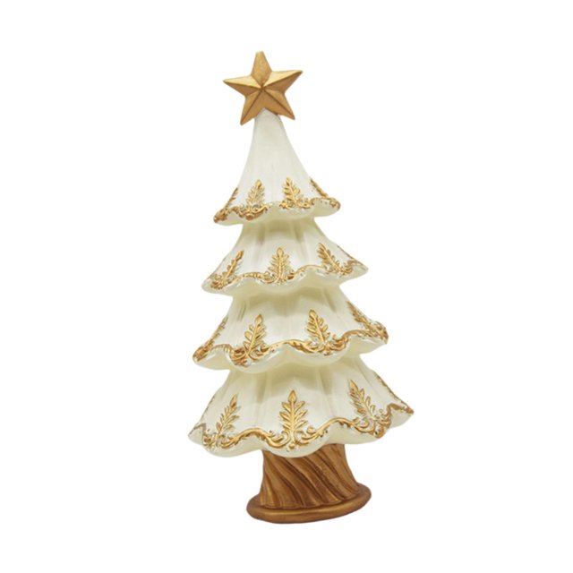 TISHITA Christmas Tree Statue Resin Small Christmas Tree Decorations for Shelf Landscape White