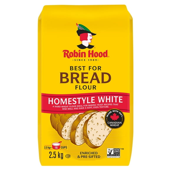 Robin Hood Best for Bread Homestyle White Flour, 2.5kg, Made with 100% Canadian Wheat, 2.5 Kg