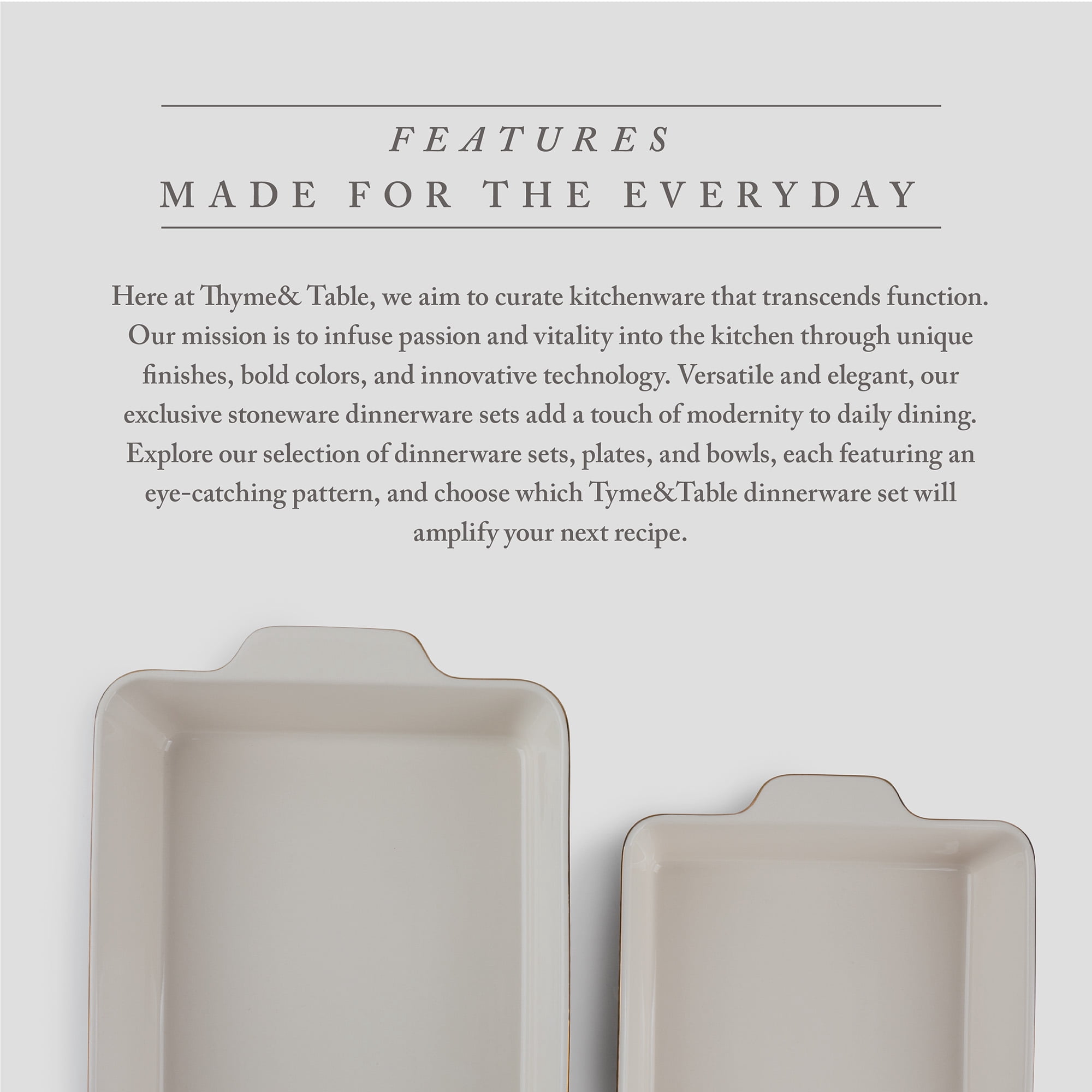 Thyme & Table Stoneware Square & Rectangular Baker, Black & White Geo, 2-Piece Set