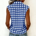 thumbnail image 5 of MORESEC Women Plus Size Collared Sleeveless Button Down Plaid Casual Tank Top for Women Dressy Basic Tops Party Summer Clothes, Blue M, 5 of 8