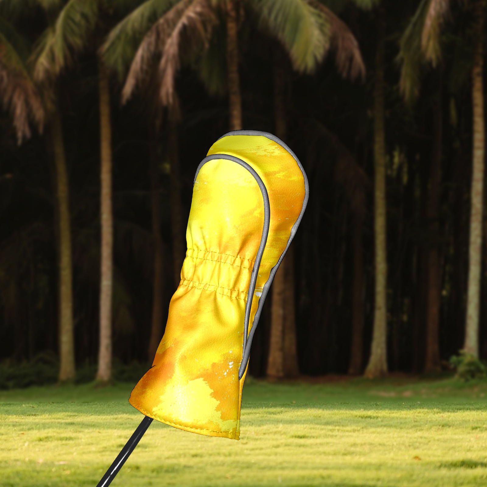 Golf Club Covers PU Leather Waterproof Head Covers for Fairway Woods Hybrids Yellow Painting Unisex Fits Most Brands
