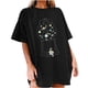 thumbnail image 4 of Moda Mujer Damas Cayó Hombro Mangas Impresión suelta Manga corta Top Pullover Tops Pompotops hfajkhk141454, 4 of 9
