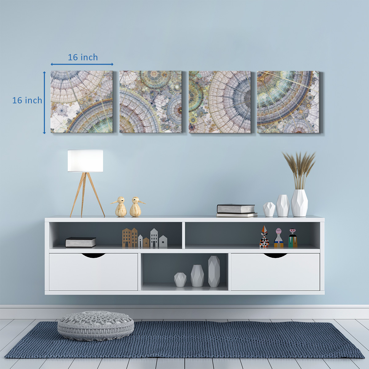 Wexford Home Set of 4 Abstract Wall Art 12 x 12 inches Each Modern Purple Wall Décor for Living Room Office Room Bedroom