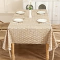 thumbnail image 4 of Heavy Duty Vinyl Tablecloth with Flannel Backing Waterproof Oil-Proof PVC Table Cloth Stain-Resistant Wipeable Rectangle or Square Table Cover (Weave, 60X102 Inch), 4 of 6