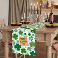 thumbnail image 2 of St. Patrick's Day Table Runner, Green Lucky Shamrock Leaves Cloud Blue Washable Cotton Linen Table Runners 60 Inches Long, Dresser Scarf Runner for Coffee/TV Stands/Kitchen/Cabinets 13''x60'', 2 of 9