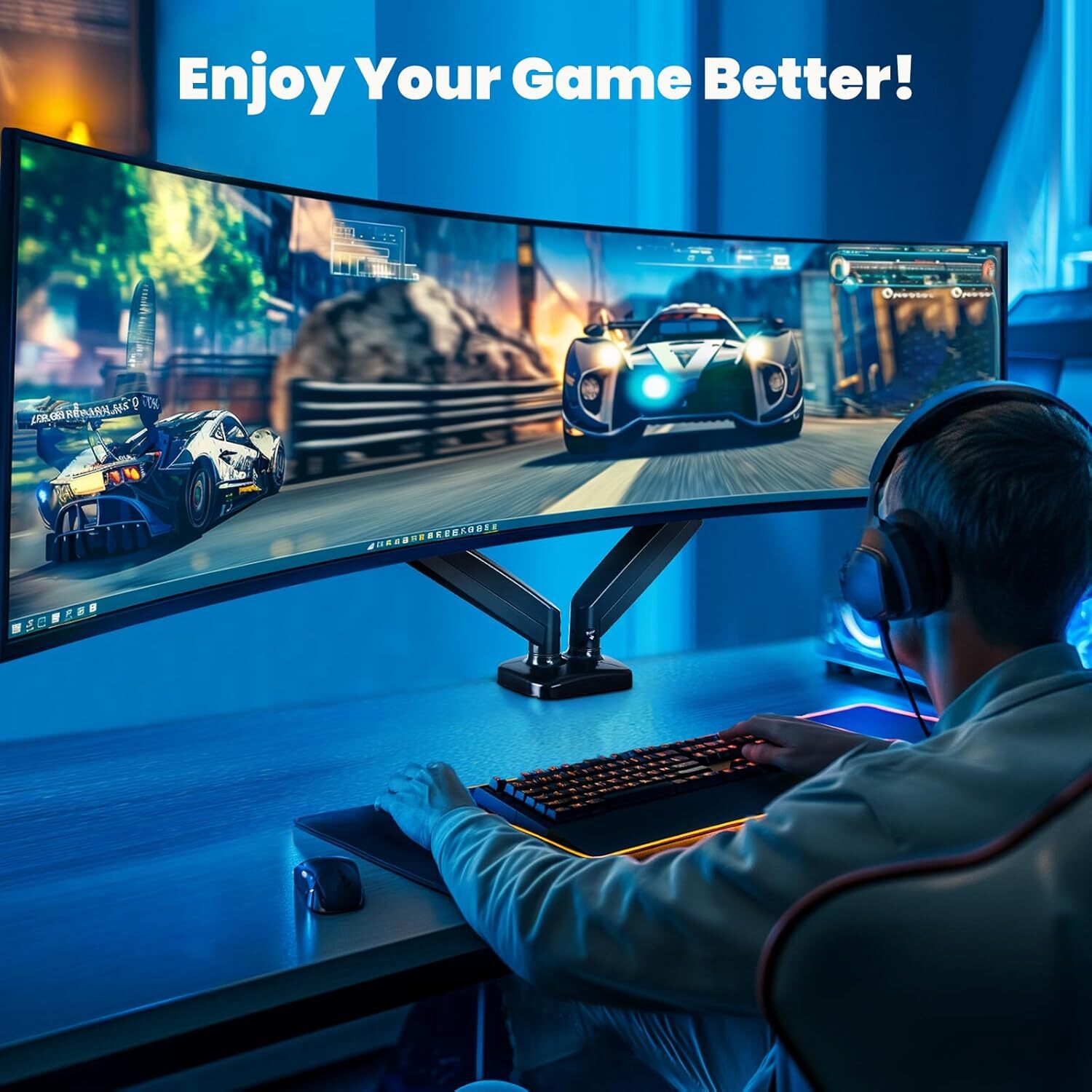 15-27" Screen Gas Spring Monitor Arm Desk Stand Dual Monitor Mount Ultra Wide