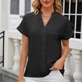 thumbnail image 5 of Ersazi Workout Clothes for Women Sets Fashion Casual Women's Solid Short Sleeve V-Neck T-Shrit Top Blouse Black Xl, 5 of 6